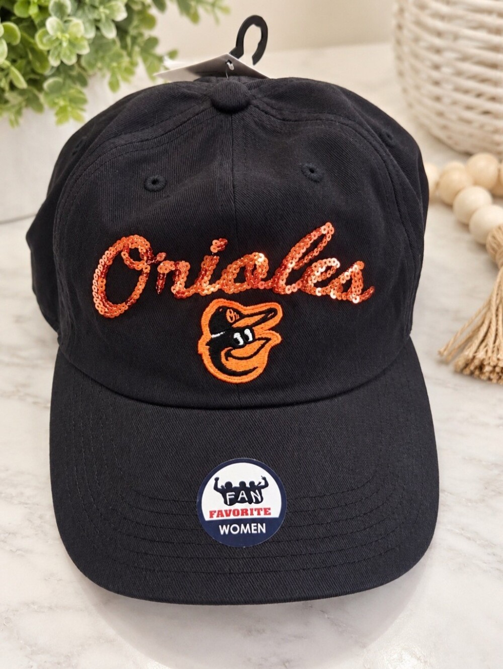 🧡 Baltimore Orioles Women’s Sequin Hat – NEW WITH TAGS! 🖤⚾